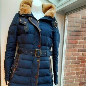 Zara Anorak Navy Belted Parker Coat S